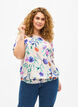 Floral blouse with smocking, Blue, Model image number 0