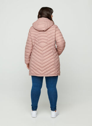 Long, quilted, lightweight jacket, Burlwood, Model image number 1
