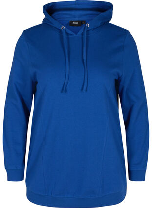 Sweatshirt with a hood and ribbed cuffs, Deep Blue , Packshot image number 0