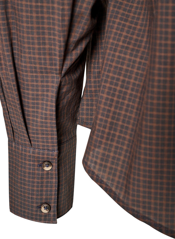 Cotton shirt with checked pattern, Brown, Packshot image number 4