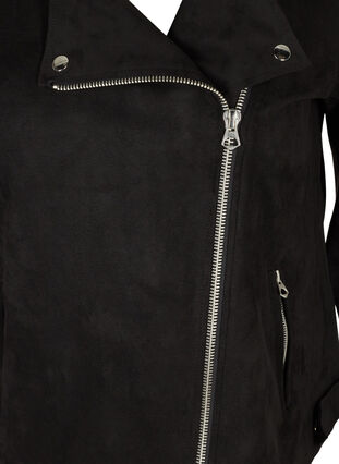 Short jacket in faux suede, Black, Packshot image number 2