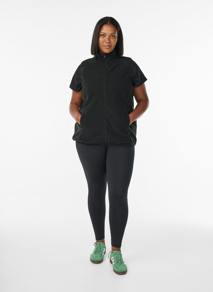 Fleece vest with pockets, Black, Model image number 1