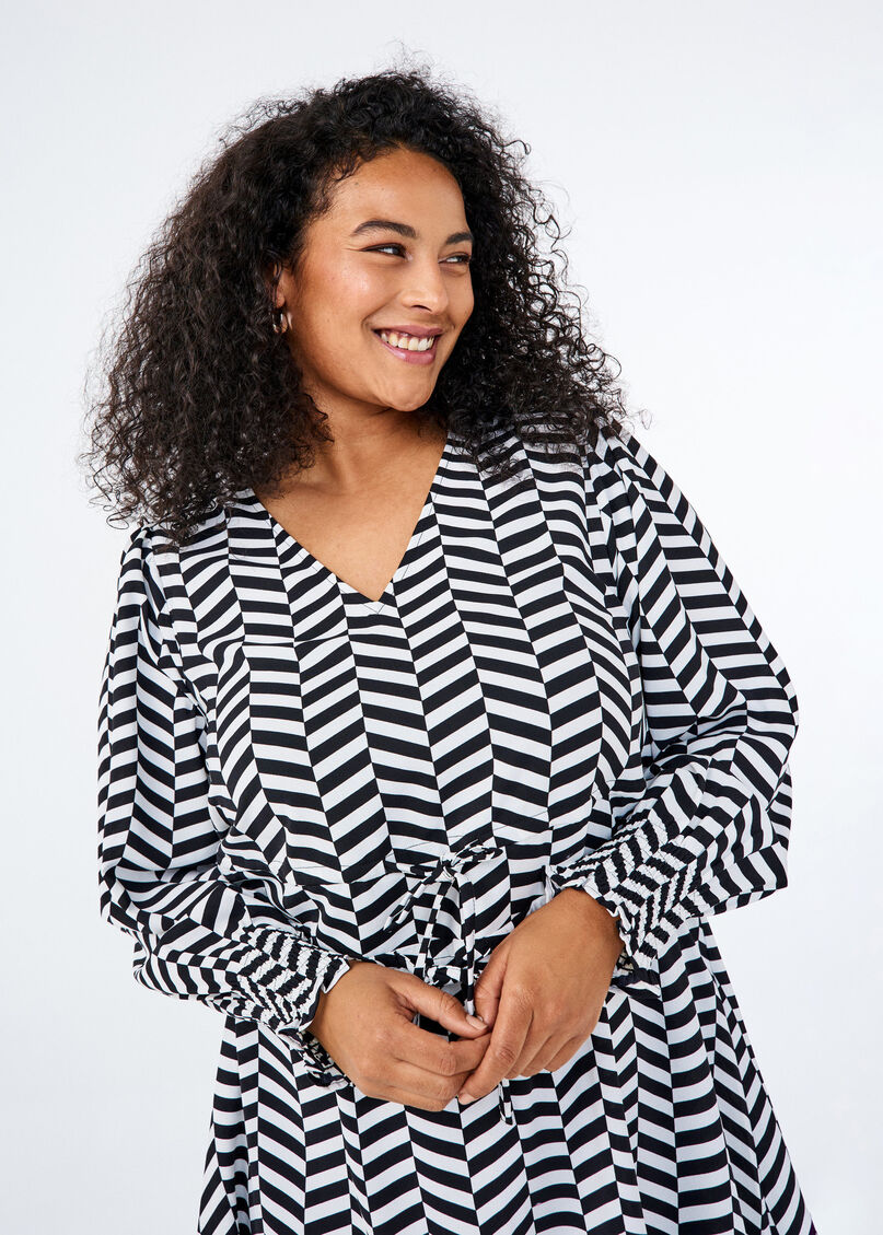 Dress with tie belts at the waist, Black, Image image number 0