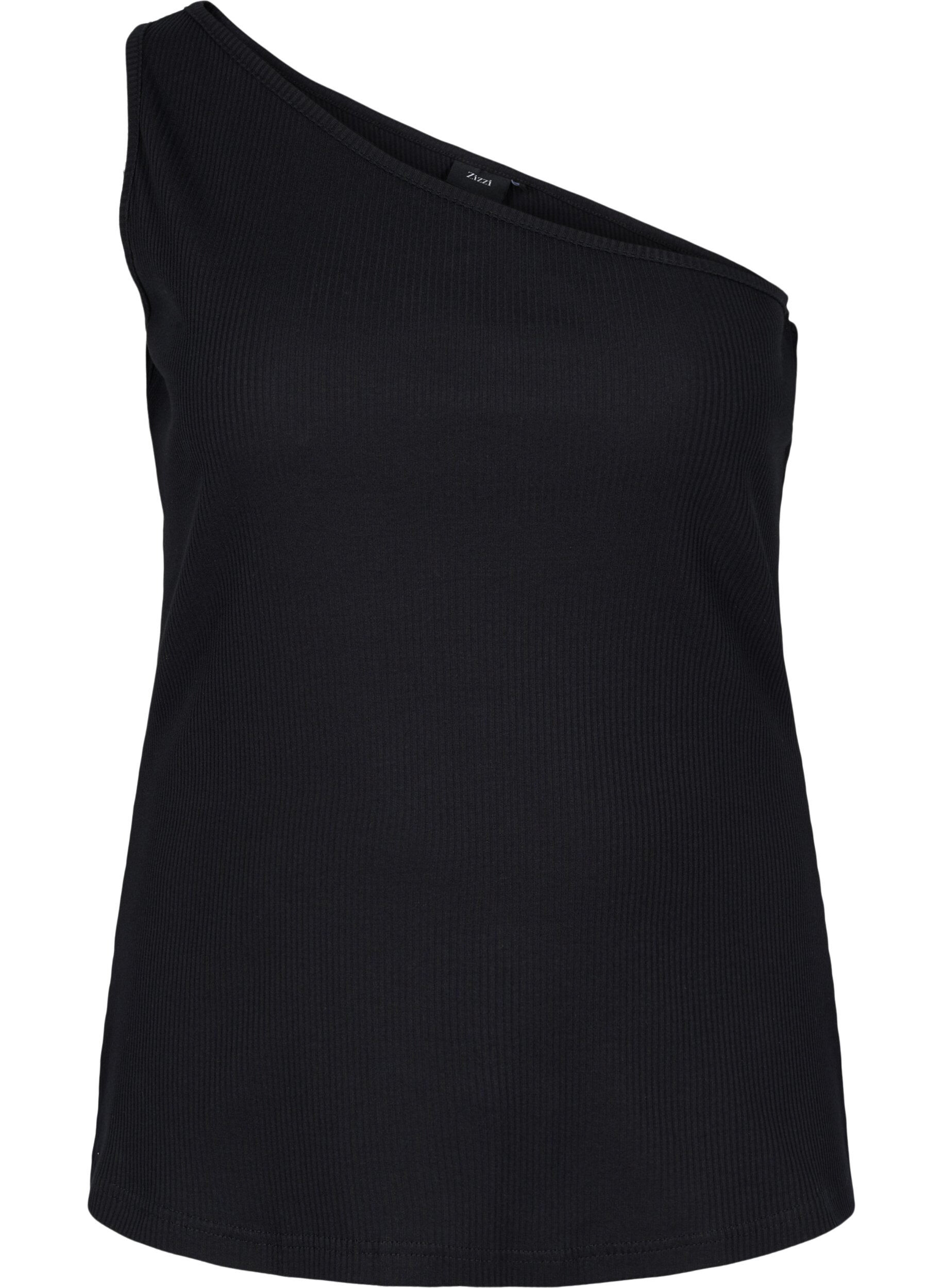Zizzifashion One-shoulder top in cotton, Black, Packshot image number 0