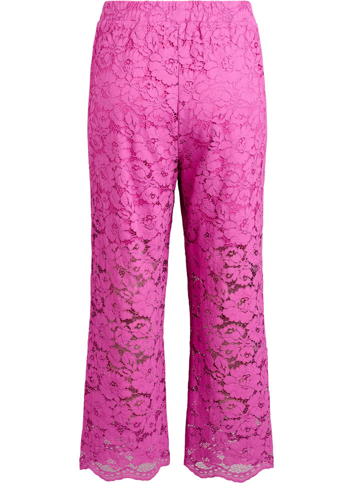 Lace trousers with a high waist and pockets, Pink, Packshot image number 1