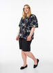 Short-sleeved blouse with embroidered pattern, Black, Model image number 1