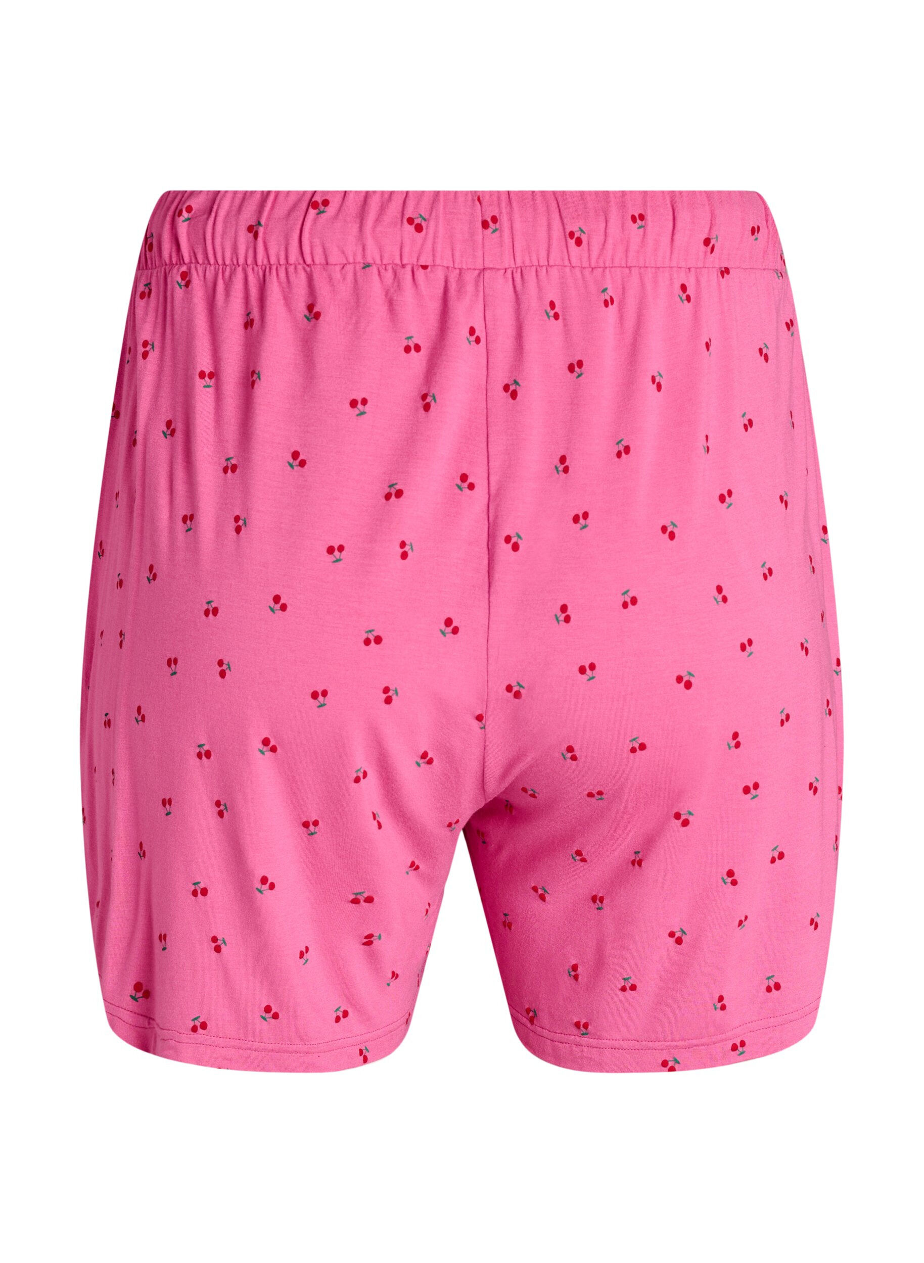 Zizzifashion Pyjama shorts in viscose jersey with an all-over print, Pink, Packshot image number 1