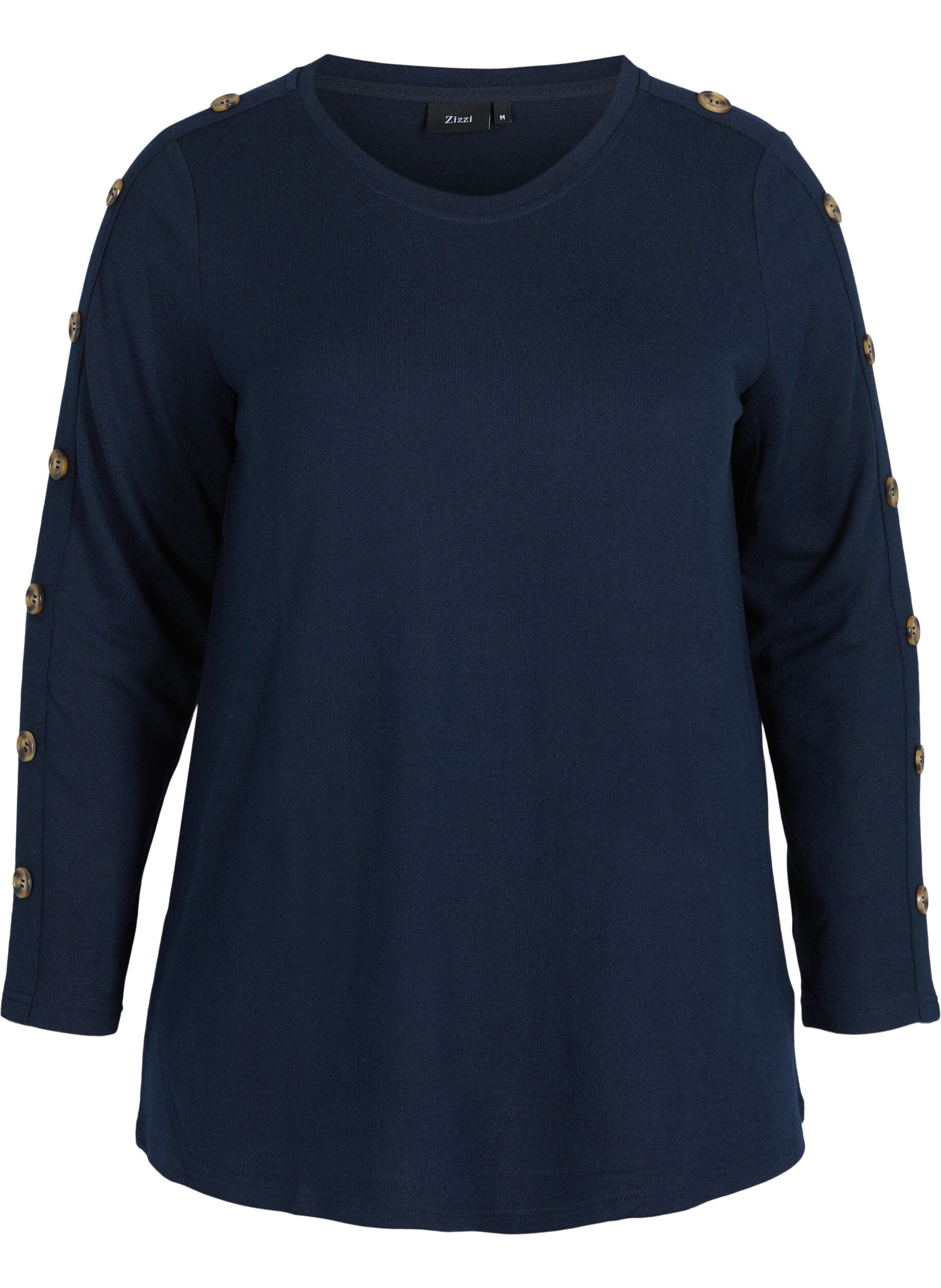 Zizzifashion Long-sleeved blouse with button details, Night Sky, Packshot image number 0