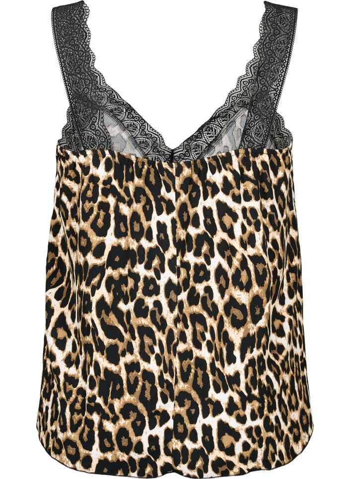 Top with lace in viscose, Leopard, Packshot image number 1