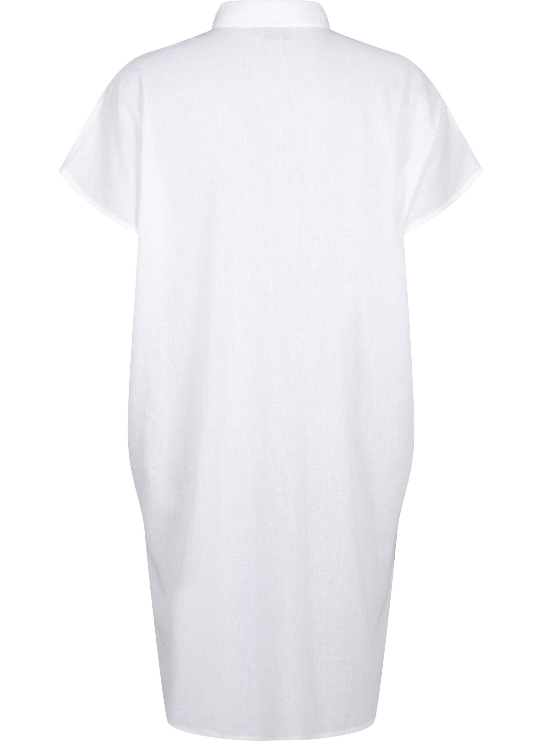 Zizzifashion Long shirt in cotton blend with linen, White, Packshot image number 1