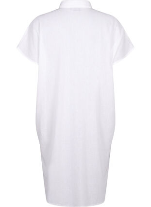 Long shirt in cotton blend with linen, Bright White, Packshot image number 1