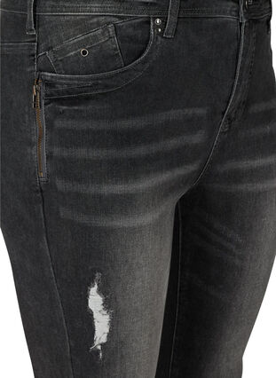 Super slim Amy jeans with distressed look, Grey Denim, Packshot image number 2