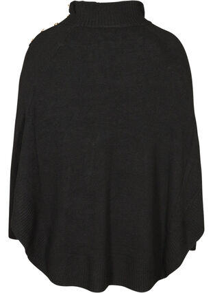 Knitted poncho with button details, Black, Packshot image number 1