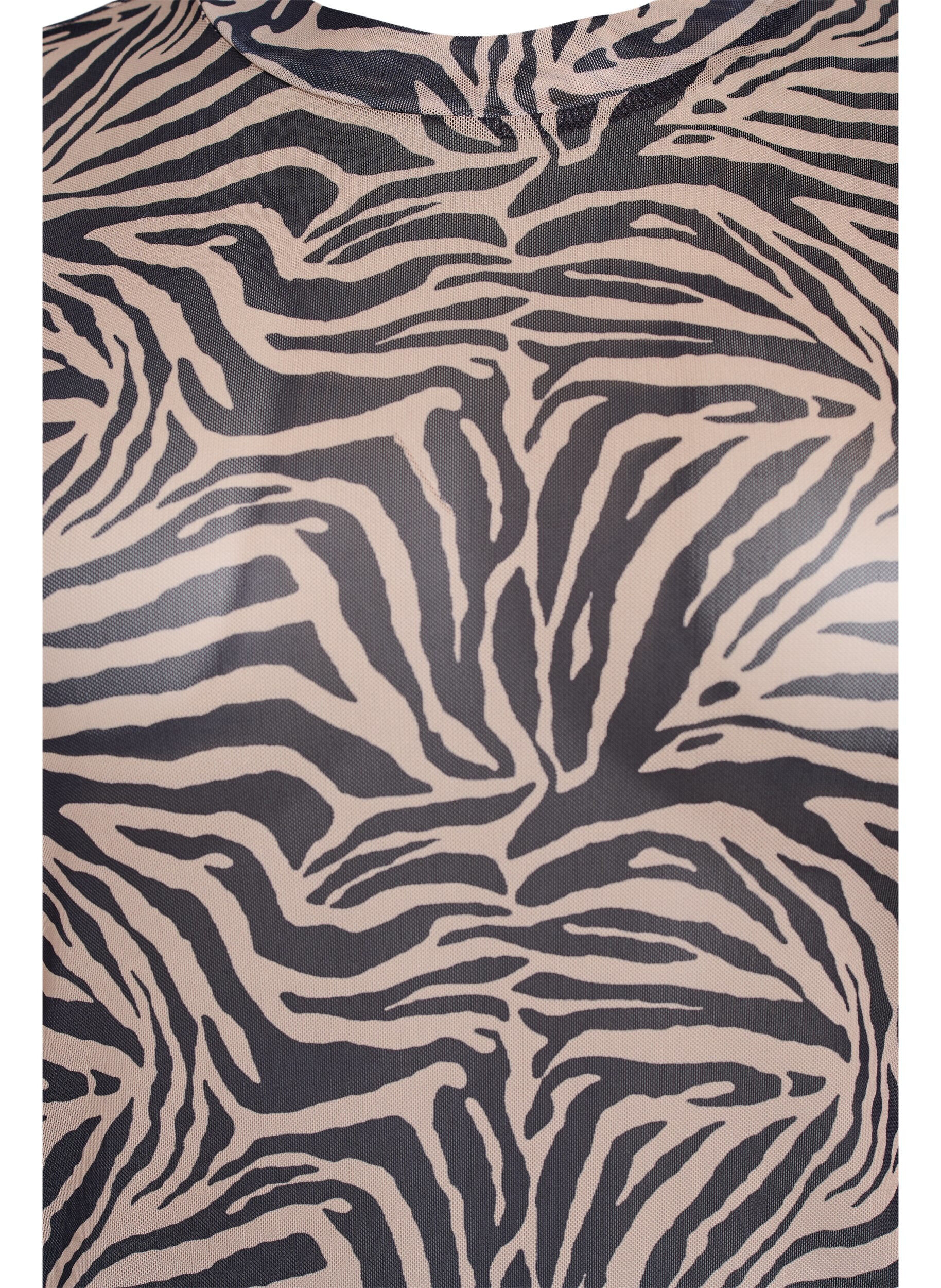 Zizzifashion Mesh blouse with short sleeves, Black, Packshot image number 2