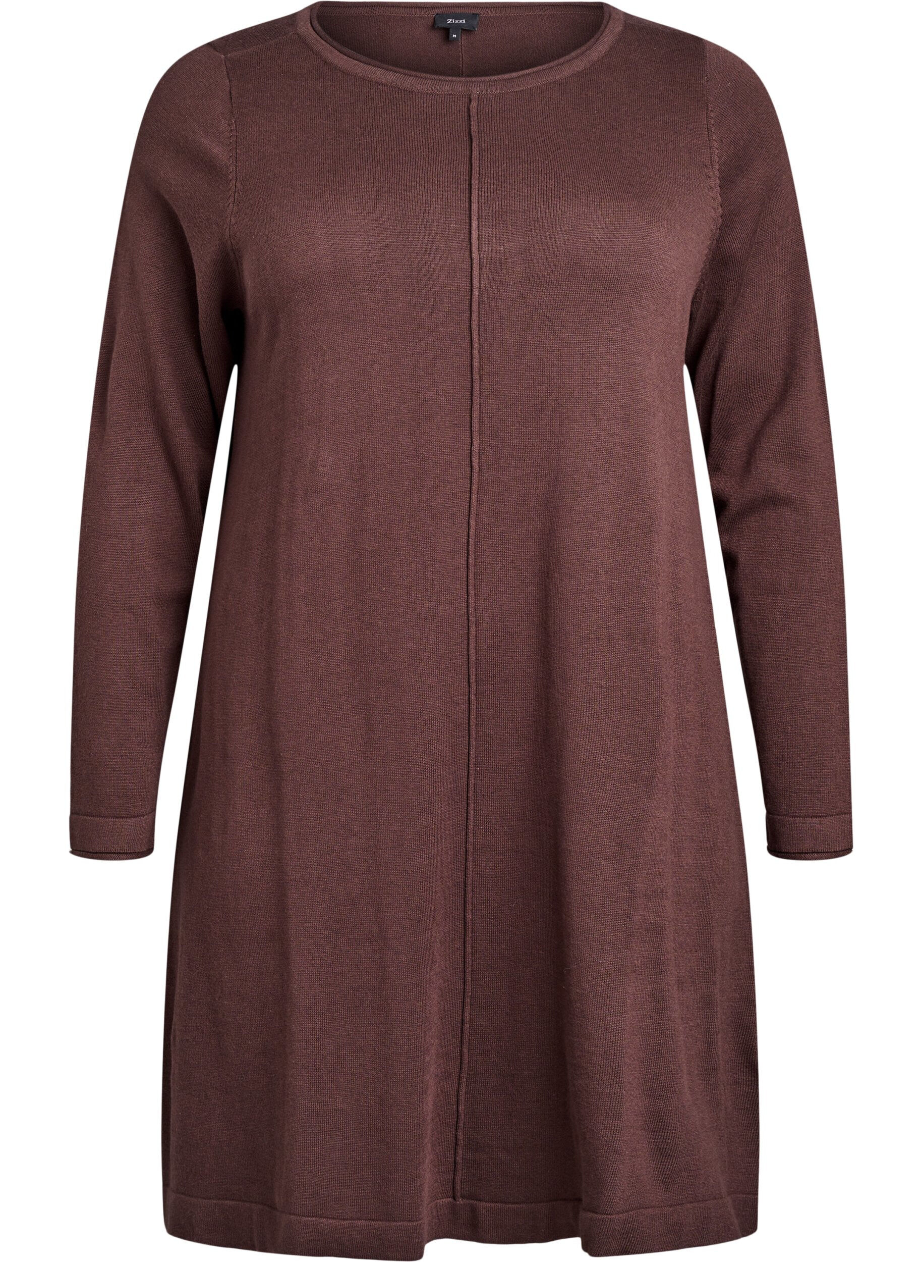 ZizzifashionKnitted dress in cotton-viscose blend, Brown, Packshot image number 0