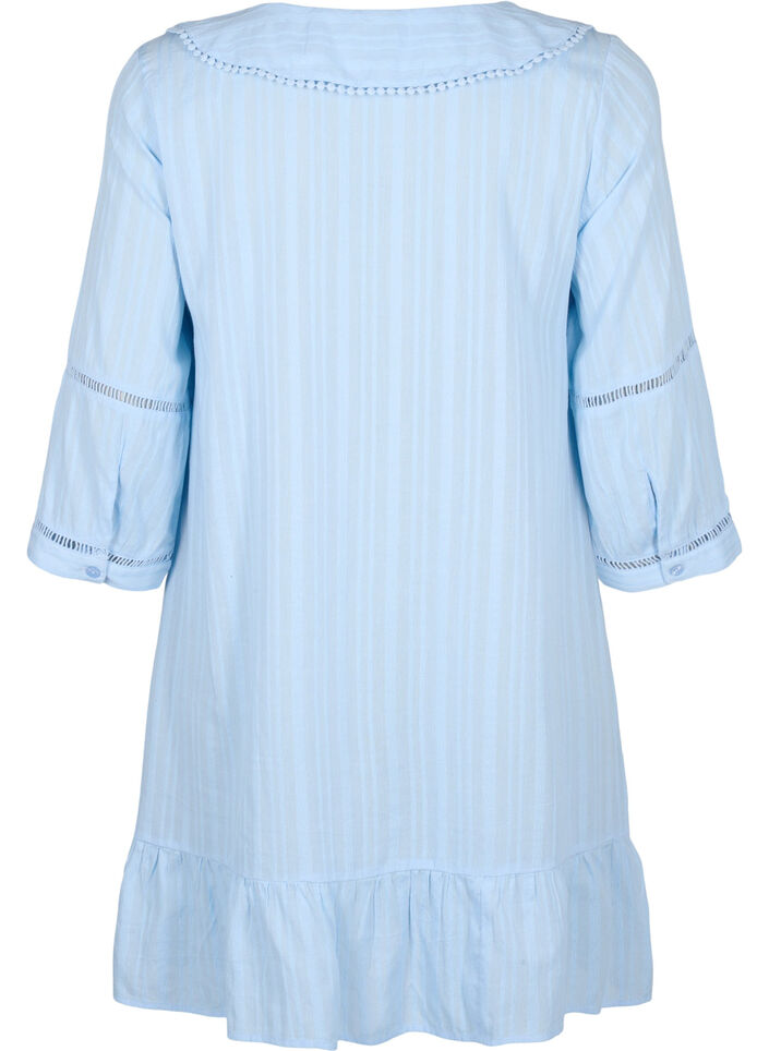 Cotton-viscose mix dress with 3/4 sleeves, Chambray Blue, Packshot image number 1