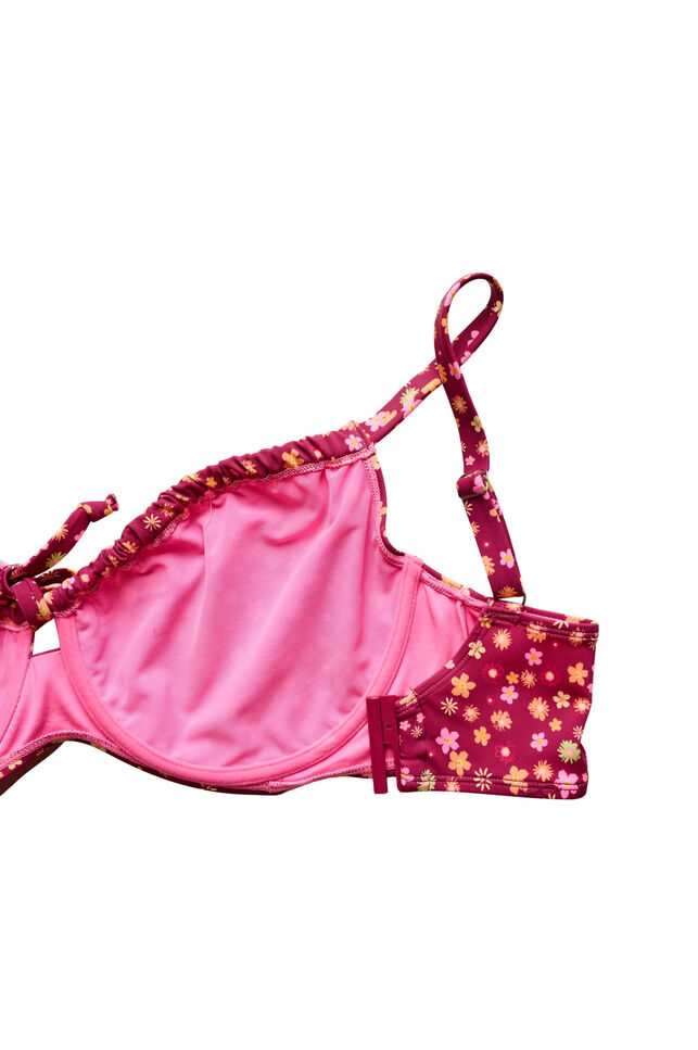 Underwired bikini top with tie straps, Red, Packshot image number 3
