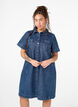 Long denim shirt with short sleeves, Blue Denim, Model image number 0