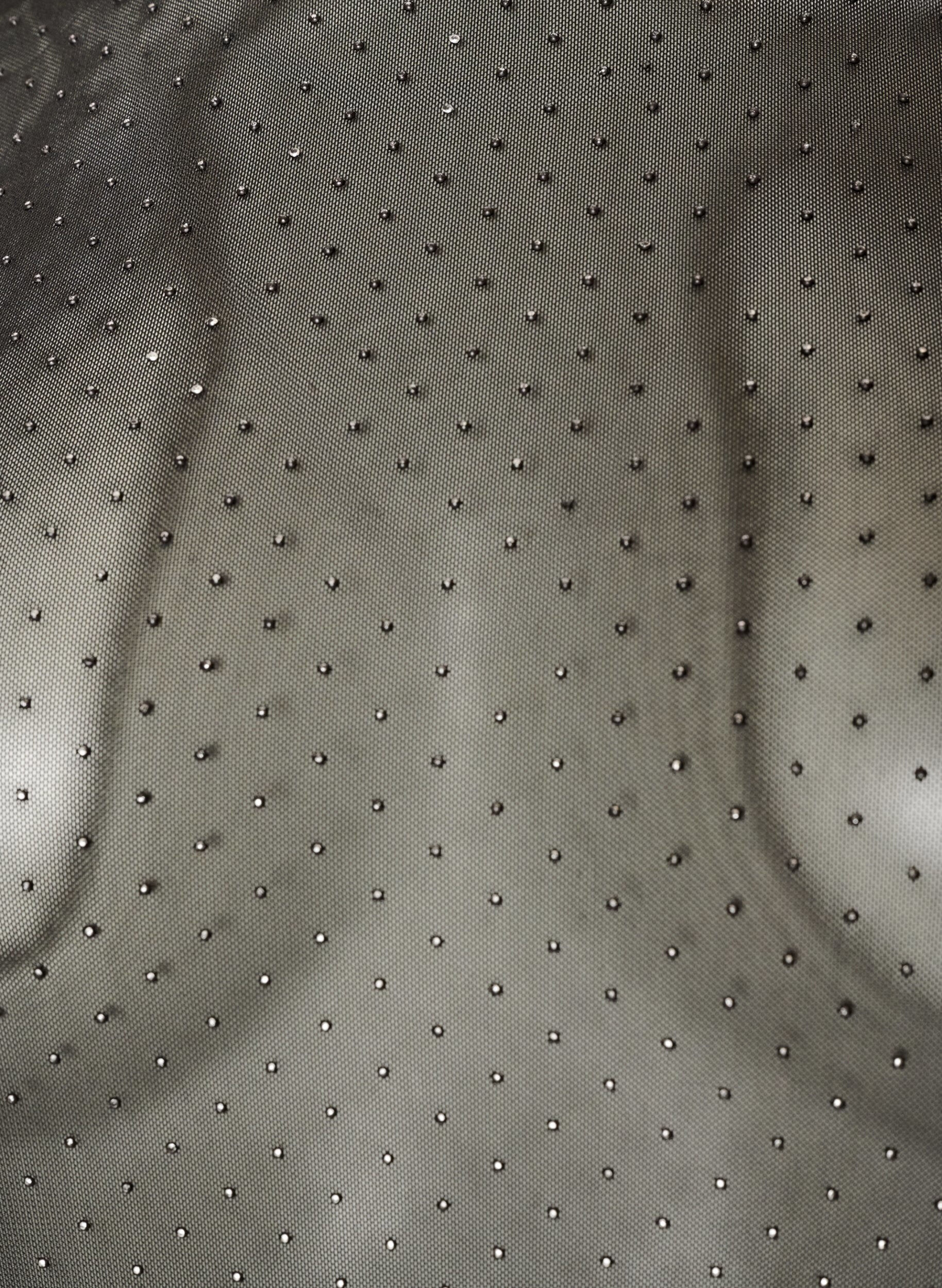 ZizzifashionSheer mesh blouse with rhinestones, Black, Packshot image number 2