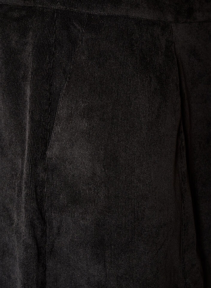 A-line corduroy skirt with buttons, Black, Packshot image number 3