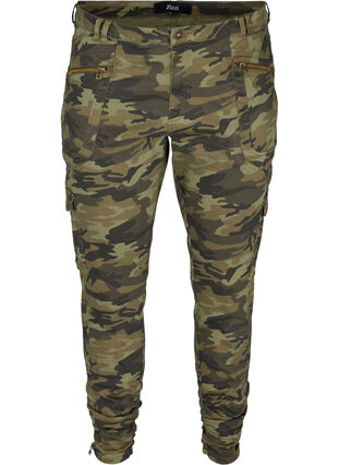 Cropped camouflage jeans, Ivy Green/Camo, Packshot image number 0