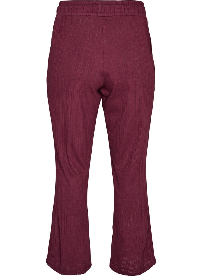 Organic cotton pyjama bottoms with eyelet embroidery, Dark Bordeaux, Packshot image number 1