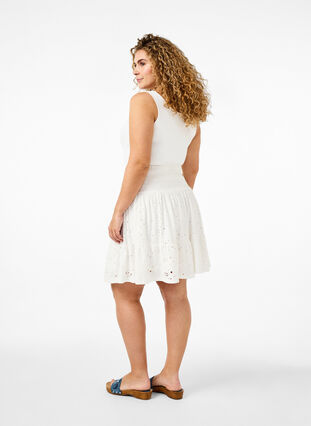 Smock skirt with hole pattern, Bright White, Model image number 1