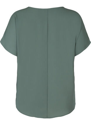 Blouse with short sleeves and a round neckline, Balsam Green, Packshot image number 1