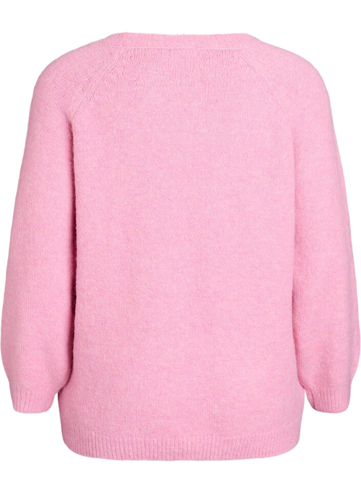 Knitted blouse with raglan sleeves, Pink, Packshot image number 1