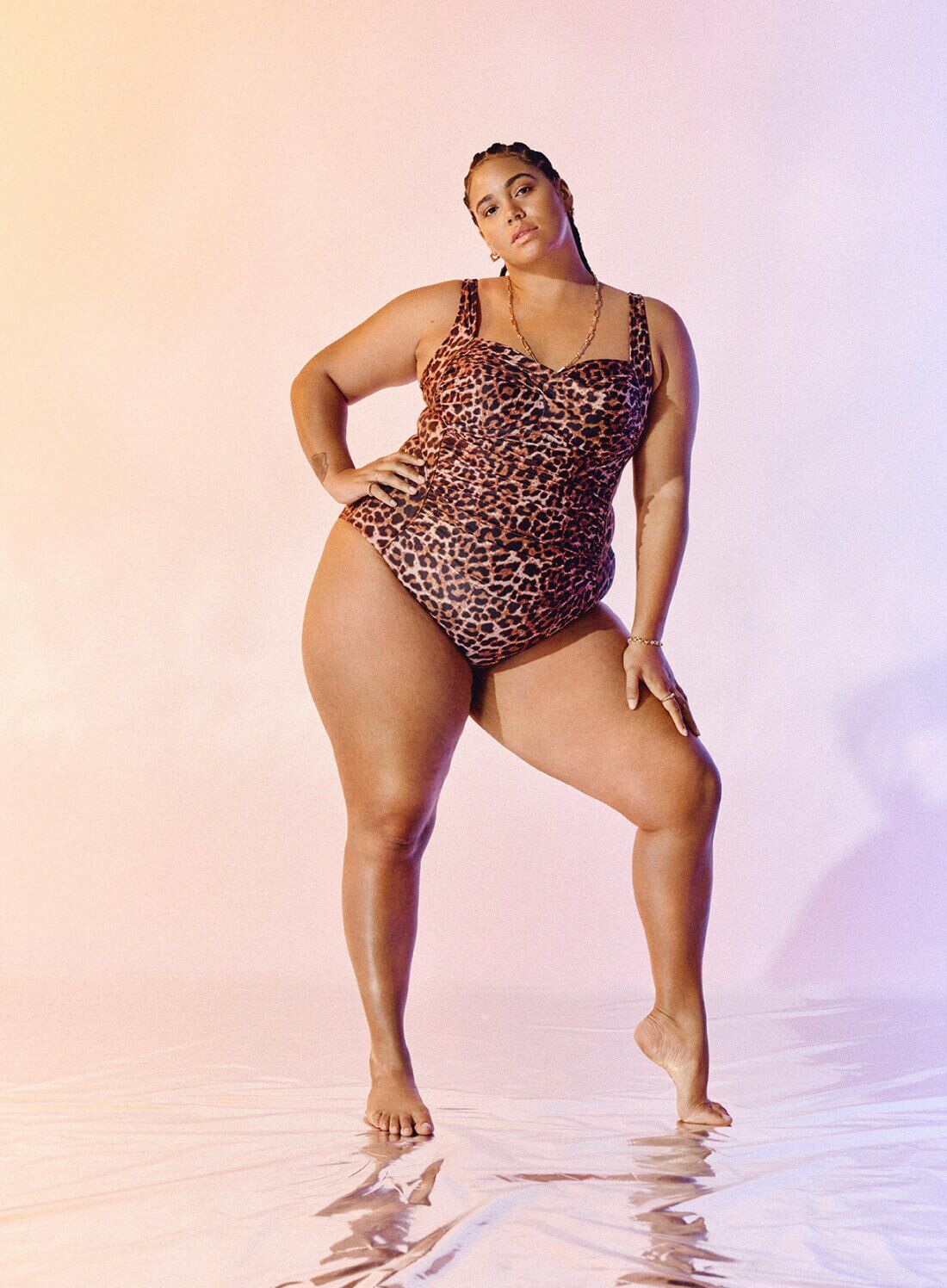 Leopard print swimsuit, , Model