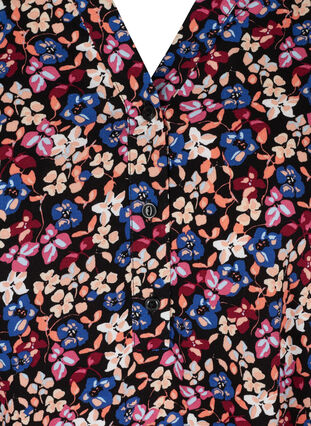 Short-sleeved viscose tunic with print,  Purple Multi Flower, Packshot image number 2