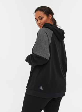 Sweatshirt with hood and pocket, Black, Model image number 1