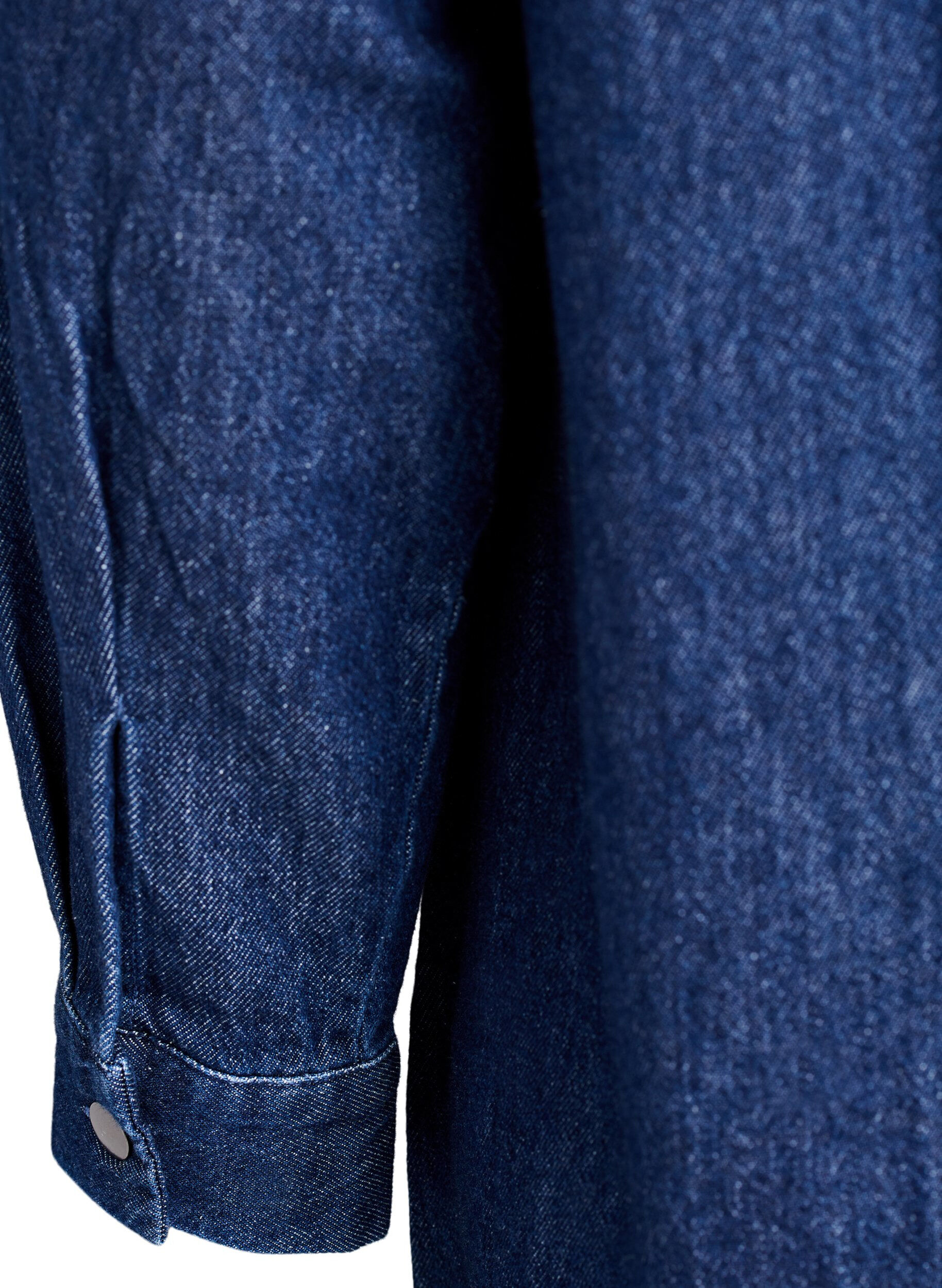 ZizzifashionShort denim dress with a V-neck and collar, Blue, Packshot image number 3