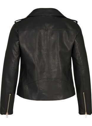 Faux leather jacket with zip details, Black, Packshot image number 1