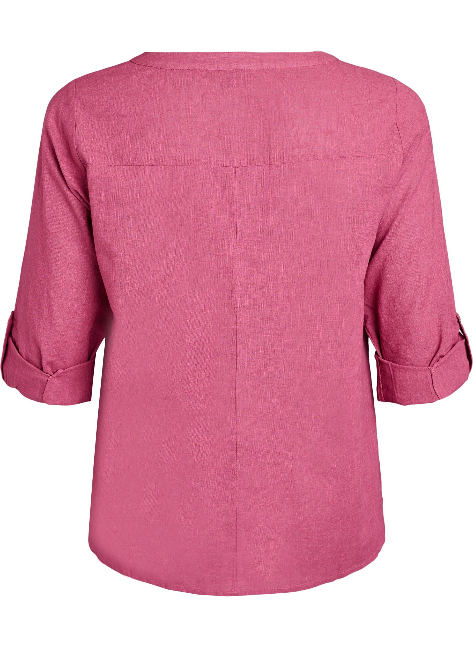 Zizzifashion Cotton shirt blouse with a v-neck, Red, Packshot image number 1