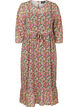 Floral midi dress with a tie belt in the waist, Pink Flower AOP, Packshot image number 0