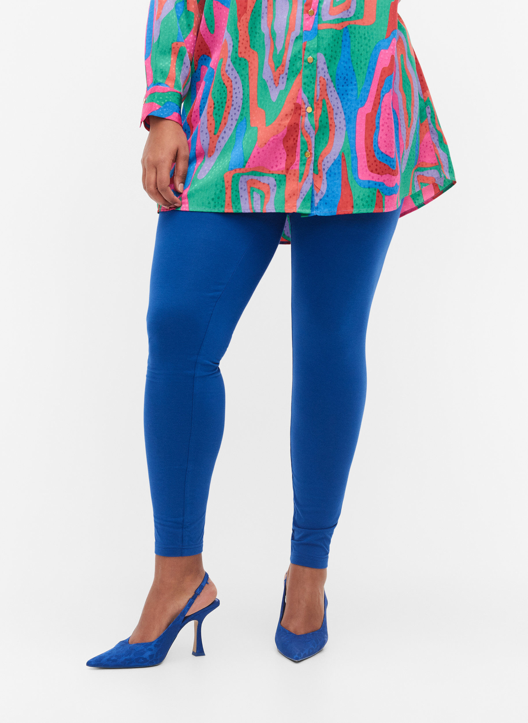 ZizzifashionBasic viscose leggings, Blue, Model image number 3