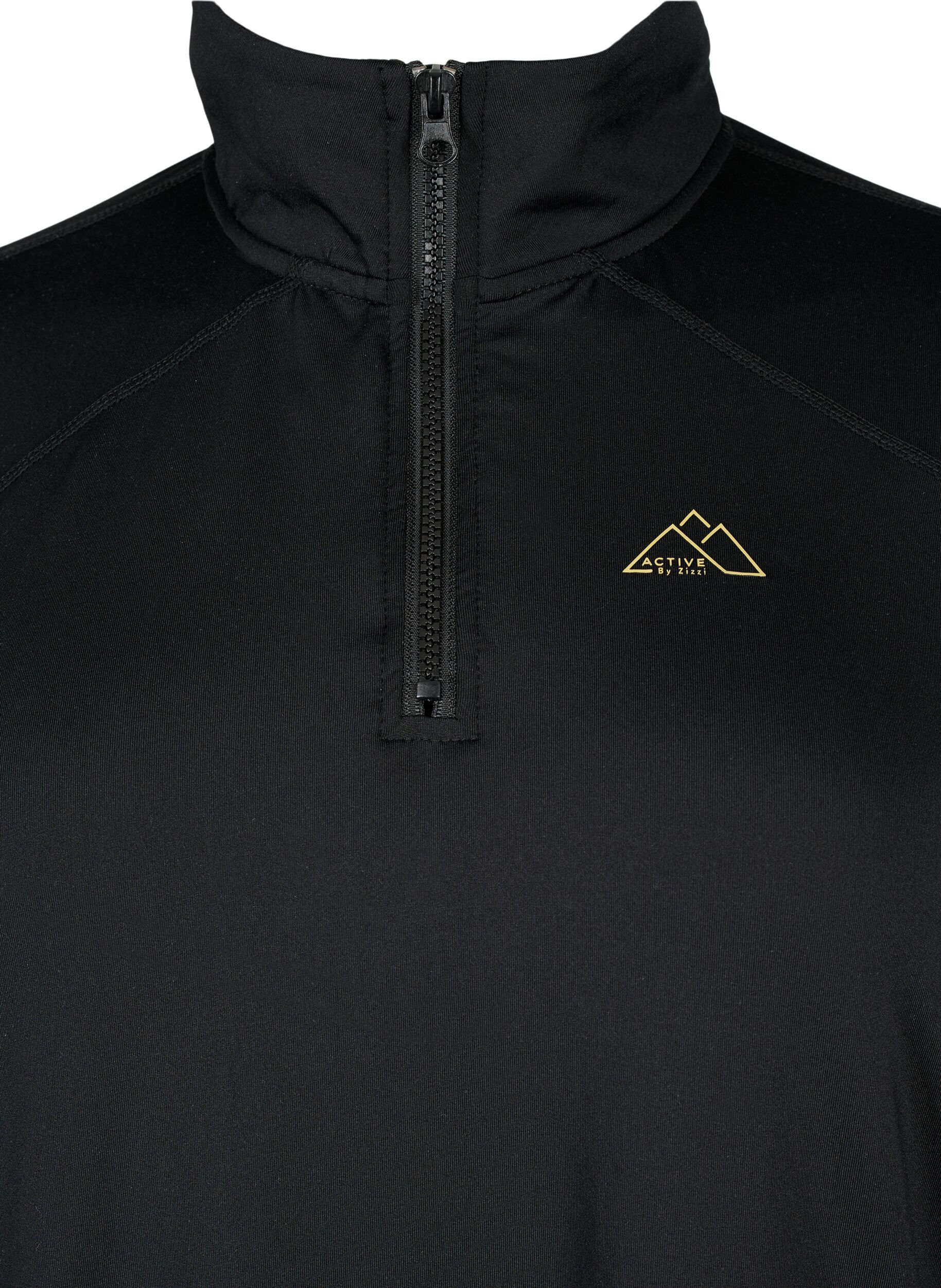 Zizzifashion Baselayer blouse with pockets and mesh, Black, Packshot image number 2