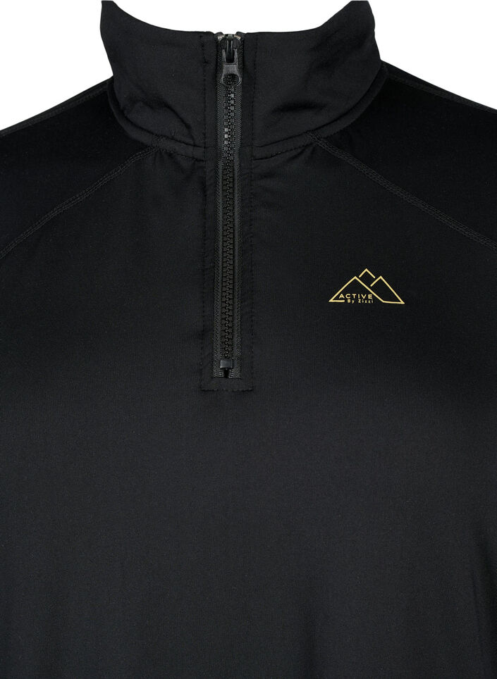 Baselayer blouse with pockets and mesh, Black, Packshot image number 2