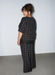 Checked blouse with lace trim and elbow-length sleeves, Black, Model image number 2