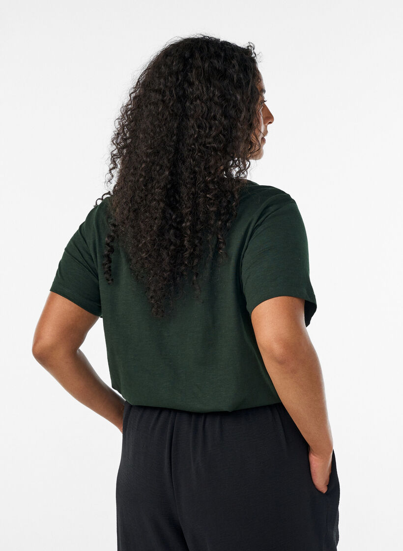 T-shirt with button detail, Green, Model image number 2