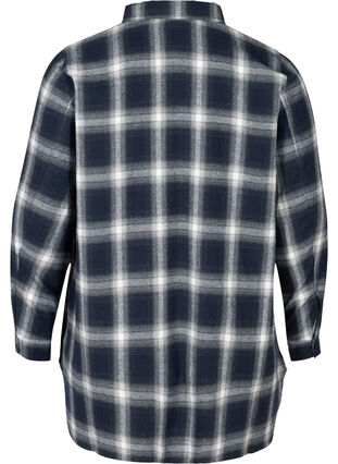 Checked shirt with chest pockets, Navy checked, Packshot image number 1