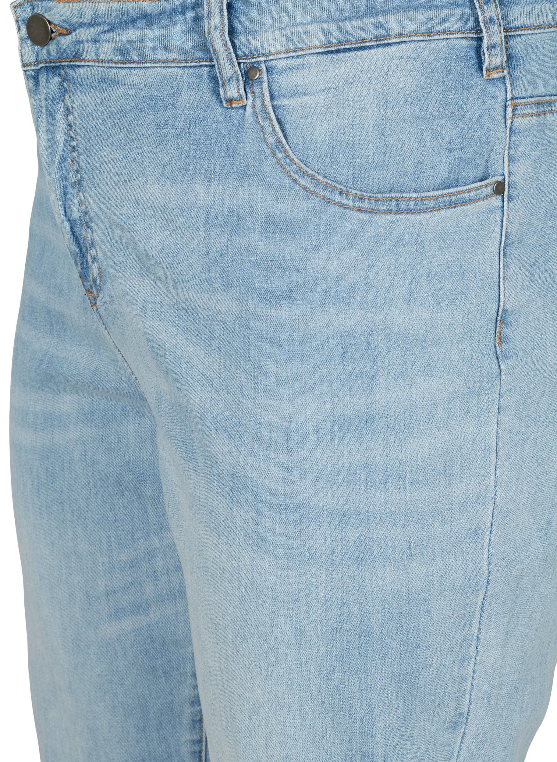 Zizzifashion 7/8 jeans with turn-ups and a high waist, Light Blue, Packshot image number 2
