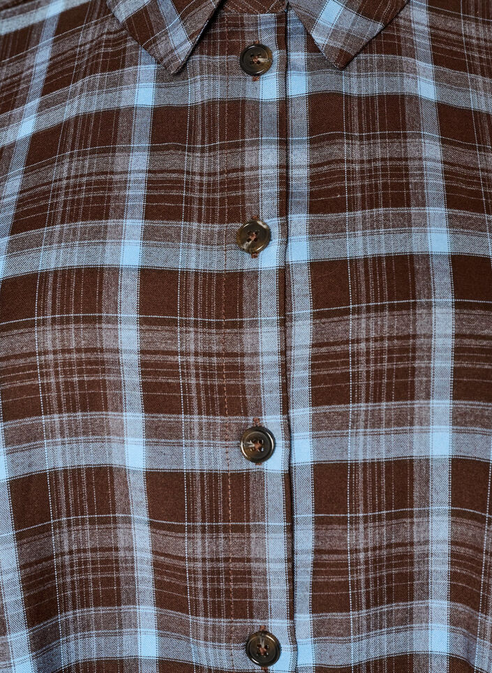 Checked shirt with a loose fit, Brown, Packshot image number 2