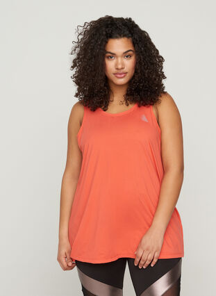 Plain-coloured sports top with round neck, Rose of Sharon, Model image number 0