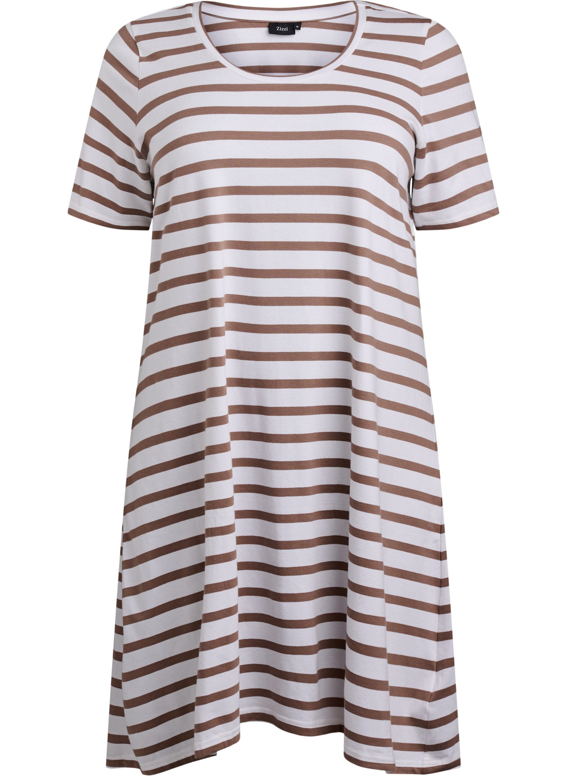 Striped jersey dress with short sleeves