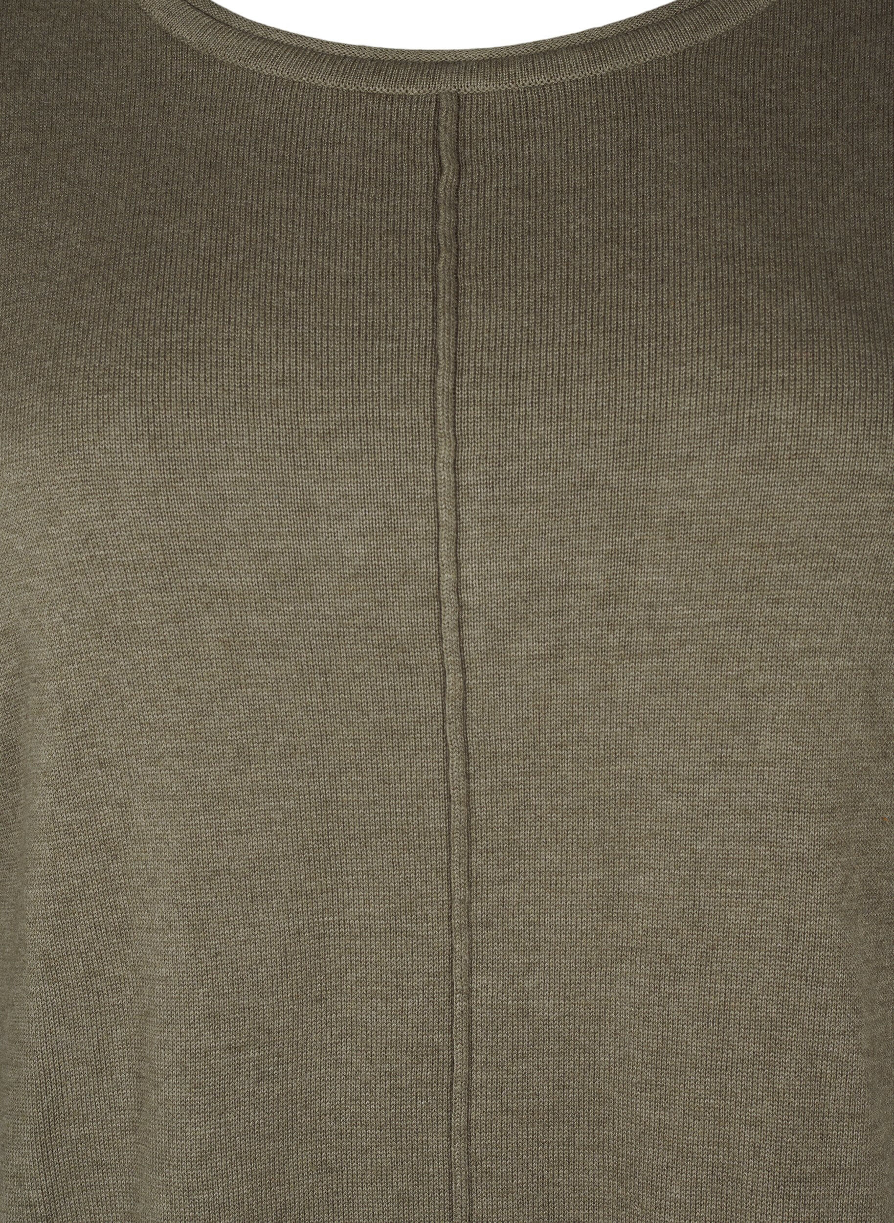 Zizzifashion Knitted blouse in cotton-viscose blend, Green, Packshot image number 2