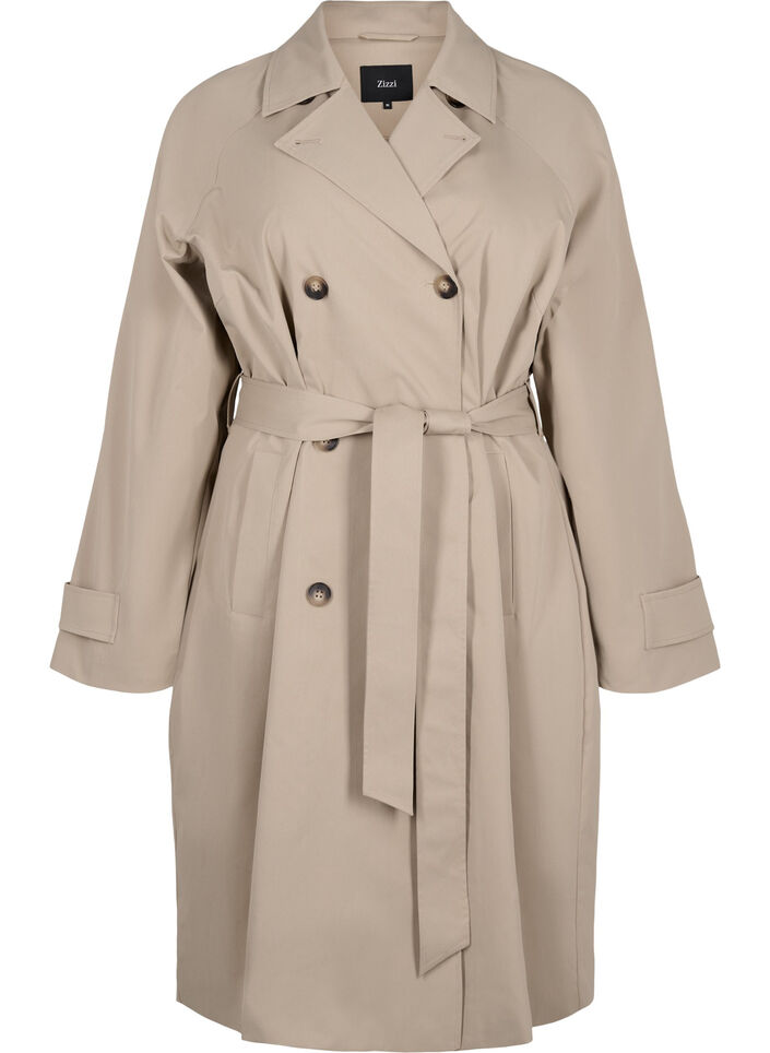 Classic long trench coat with belt, Chinchilla, Packshot image number 0