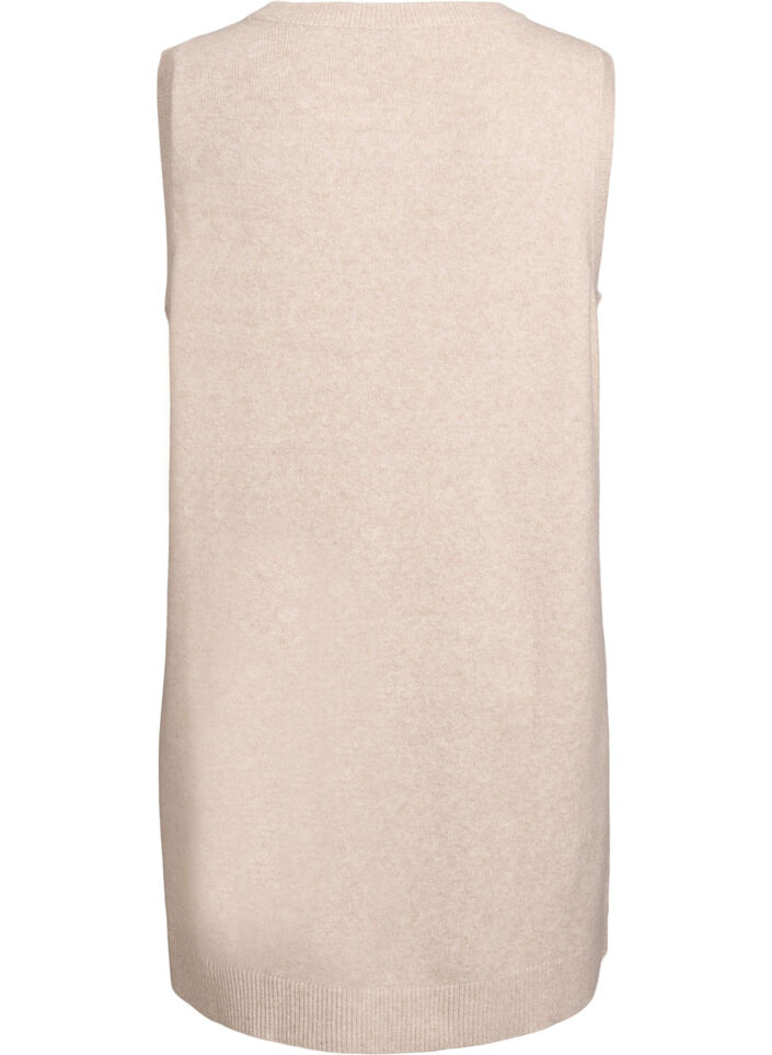 Short sleeveless knitted dress, Beige, Packshot image number 1