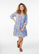 Short dress in patterned cotton muslin, Light Blue, Model image number 1